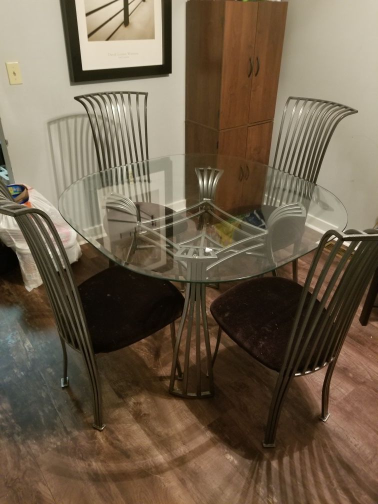 Glass Kitchen Table w/ 4 Chairs
