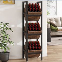 Industrial Wine Rack, 3 Tier Freestanding Wine Storage Stand