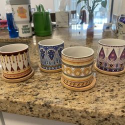 Painted Mini Pots- Set Of 4