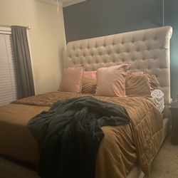 King Upholstery Cream Bed Frame $200