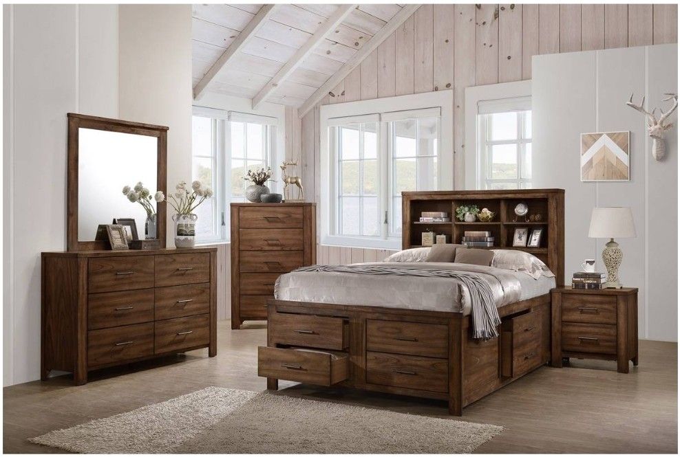 QUEEN BED FRAME W/ 6 UNDERBED DRAWER MATTRES SOLD SEPARATELY ☎️ 17145862564 PICK UP PRICE