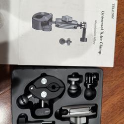 TELESIN Camera Clamp Mount Bike Motorcycle Handlebar Mounts Accessories, 360 Ball Joint Tube Roll Bar Holder Clip for DJI Osmo Action 6/Osmo Nano/Acti