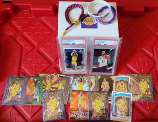 LeBron And Bronny James Lakers lot 
LeBron James PSA Cards 
Bronny James Rookies 
LeBron James Bracelets+Box 