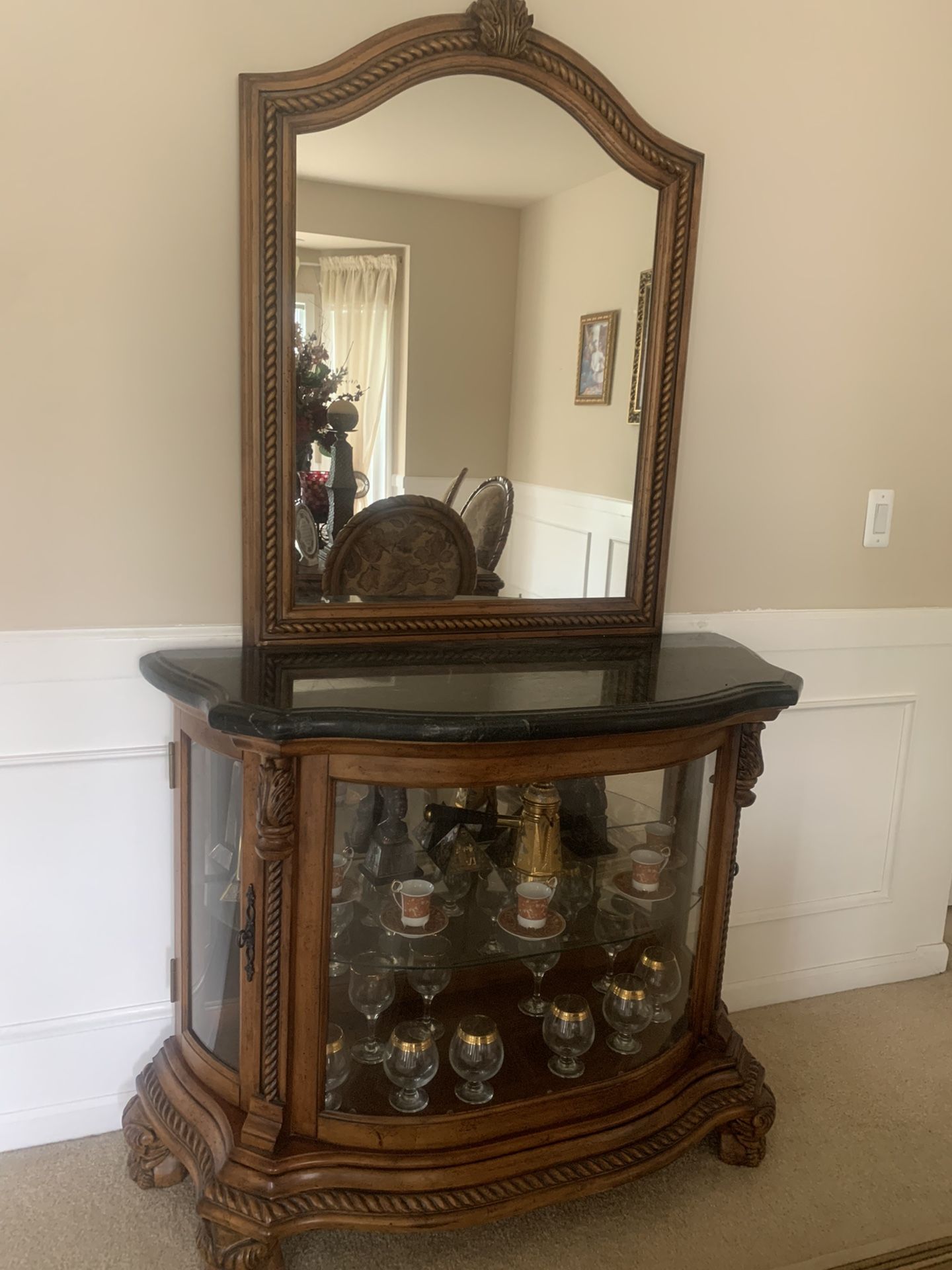 Consol Marble Table Or Buffet With Mirror 