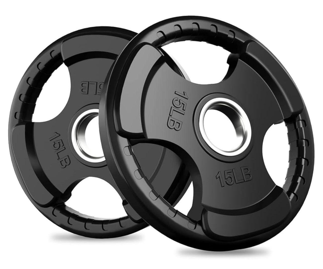 15LB,2PCS Olympic Rubber Grip Plates for Barbell, 2-Inch Weight Plates for Weightlifting and Strength Training in Home & Gym, Single, Pair and Sets