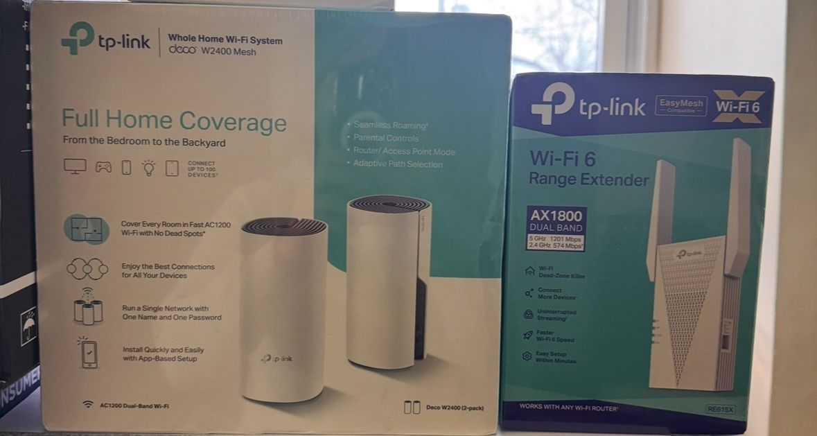 ( Moving Sale)TP-Link Whole Home Wi-Fi System and Wi-Fi 6 Range Extender