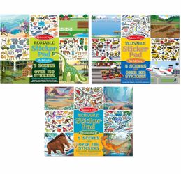 (NEW) Melissa & Doug Reusable Sticker Pad Bundle of 3