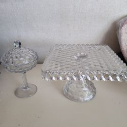 Wedding Crystal Cake Stand And Crystal Candy Dish Antique