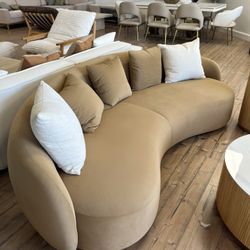 New Curved Sofa.  Brown / White.  95x40x29H.  Pine Wood.  Free Delivery!