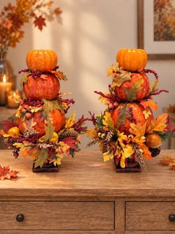 $40 Beautiful Fall Pumpkin Arrangements – Sold as a Pair