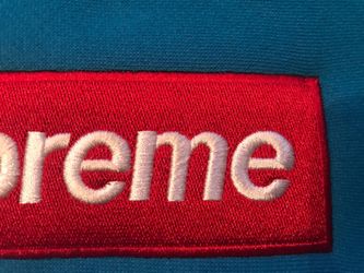 Supreme 2009 Teal on Red Box Logo Hoodie Size Large