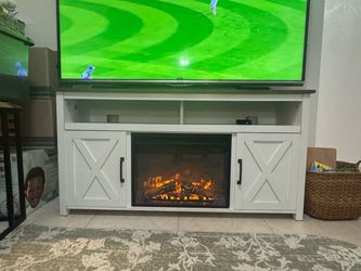 Farmhouse TV Stand with Electric Fireplace