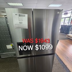 27 Cu. Ft. Side By Side Refrigerator W/door Cooling And ICE And Water Dispenser 