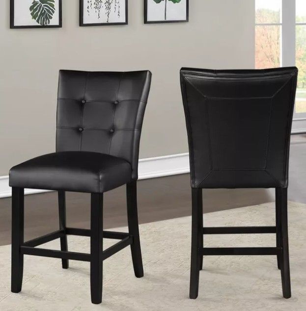 Markina Black Vinyl Counter Chair (Set Of 2)