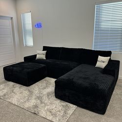 New Black Cloud Sectional Sofa Couch