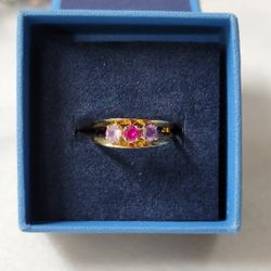 Gold Over Sterling 3 Stone Bypass Ring Size 7 1.84 Grams Stamped STER