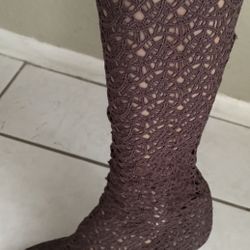 Woven Brown Boots Preowned In Excellent Condition