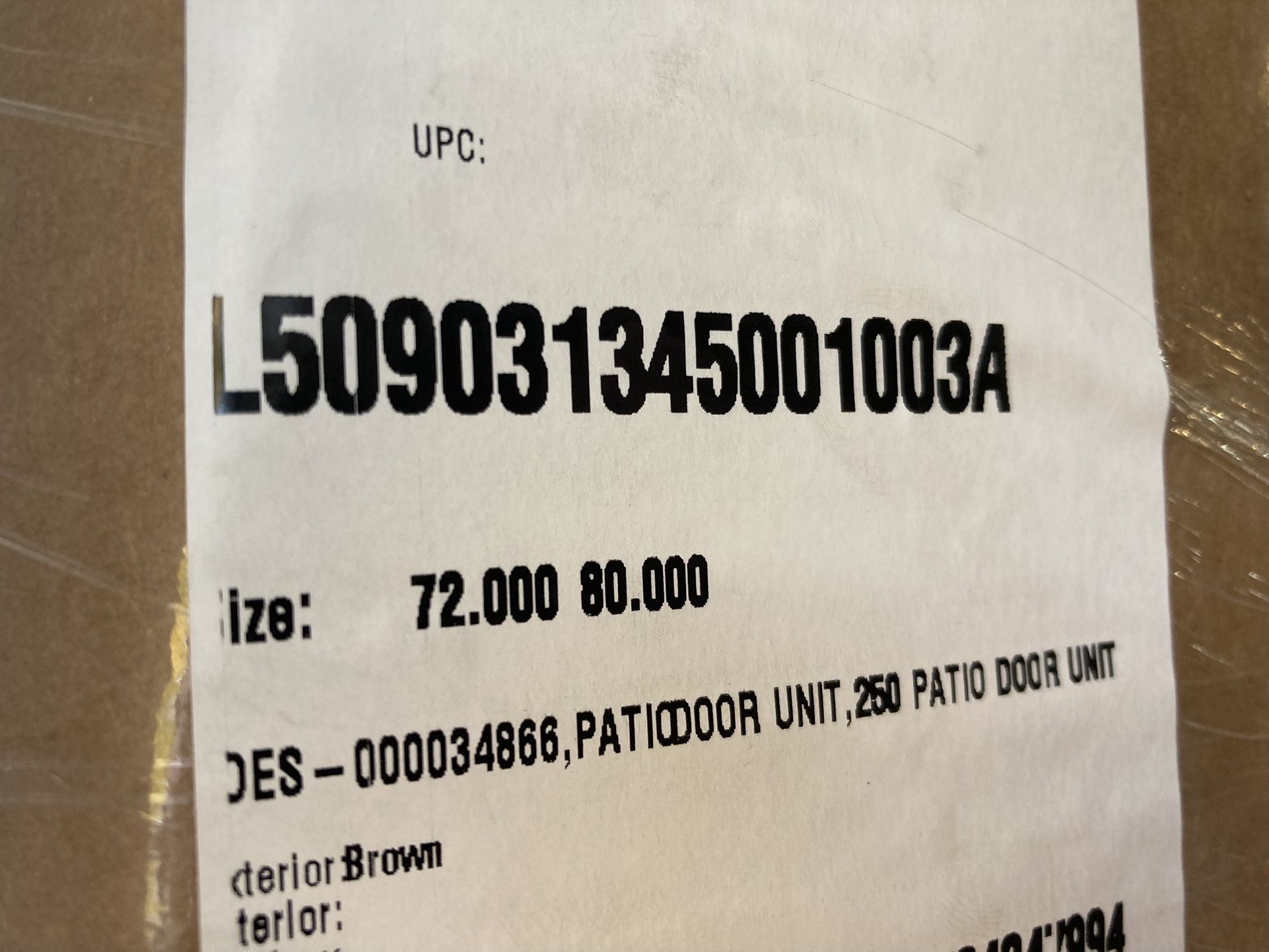 New Patio doors , brown exterior , vinyl , XO operation , 72 by 80 ,