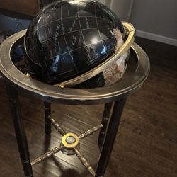 35" Tall Gemstone Globe with 18'" Lapis Ocean on Ambassador Antique Brass 4-Leg