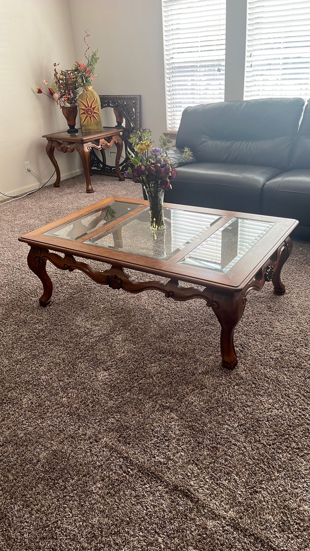 Wood Coffee Table & End Tables