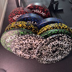 Rogue Fleck Bumper Plates – 350 LB Set (Full Package) 