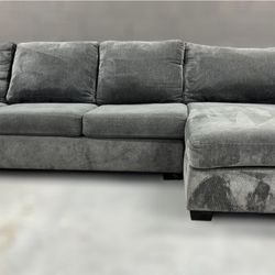 Grey Pull Out Bed Sleeper Sectional Couch Sofa L Shape 