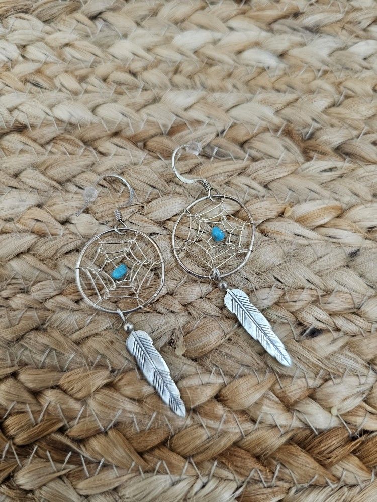 Sterling Silver Dream Catcher Earrings