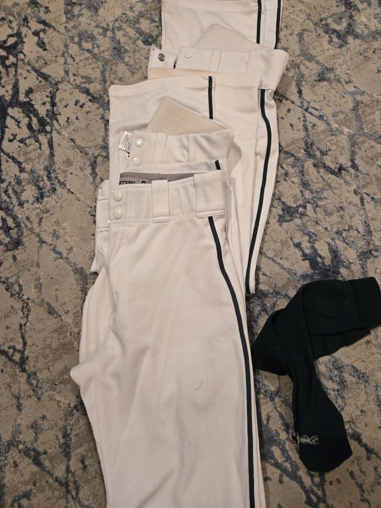 Long Baseball Pants (Men Small) Green Piping