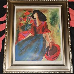 Signed LINDA LE KINFF AFTERNOON WITH POLLY II #1 SERIOLITHOGRAPH PRINT W/COA  .