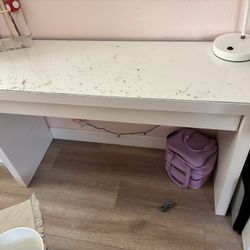 White Desk with Glass Top
