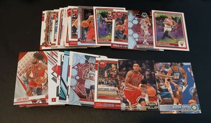 Over 50 Chicago Bulls cards.  No duplicates. Includes rookie cards. $5 for all of them together