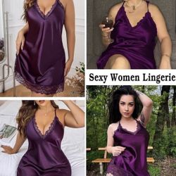 Avidlove Lingerie for Women Plus Size Satin Lace Nightgown Sexy Full Sleepwearar