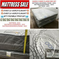 💥QUEEN 2-SIDED CLASSIC MATTRESS SET💥 MATTRESS/BOXSPRING/FRAME💥 IN STOCK NOW!💥$20 DELIVERY IN QC