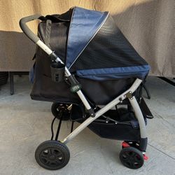 Hpz Pet Rover - Premium Pet Stroller With Cup Holder For Small Medium Dog - Navy Blue Dog Cat Stroller