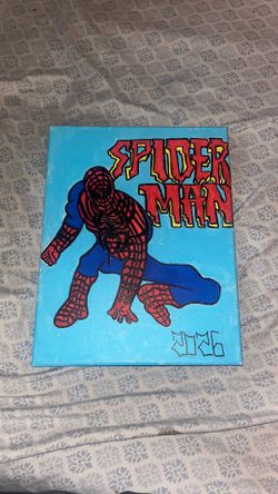 Spider man painting hand painted with acrylic markers