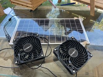 Solar panel with fans
