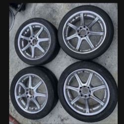 4 - 215/50r17 4x100 4x3.94 4x114.3 4x4.5 Civic Xa Xb Ia Echo Miata Fit Accord Wheels Rims Good Tires !!!!!!!!!!!!