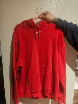 Red center swoosh nike hoodie