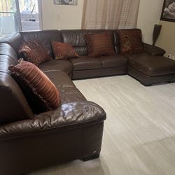 Brown Leather Couch 