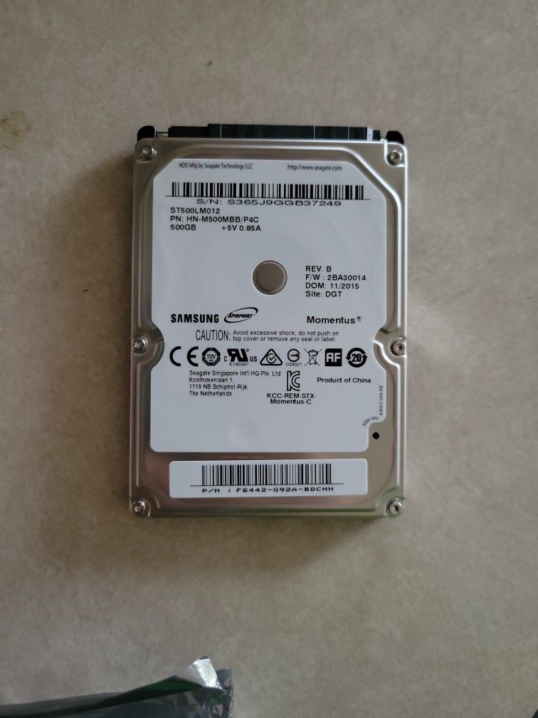 500 GB 2.5" Hard Drive