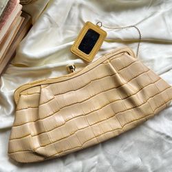 Banana Republic Vintage Yellow Leather clutch