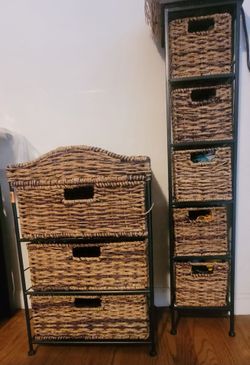 Wicker wood drawer set