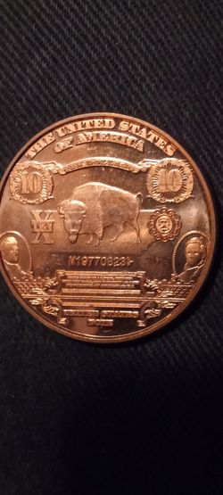 10 DOLLARS   1 OZ .999. COPPER COIN