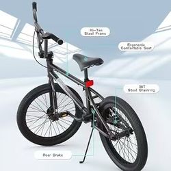 🥨KORIMEFA Freestyle BMX Bike 20 inch for Kids Beginner-Level to Advanced Riders for 6-12 Years Old Boys Girls, Trick Bicycle, Hi-Ten Steel Frame