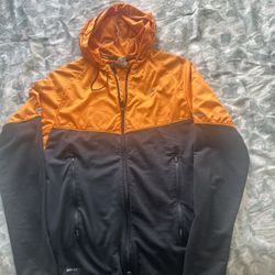 VTG Y2K Nike NR Jacket Men M  Running Dri-Fit Orange Black Full-Zip Lined Wind