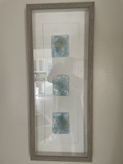 Shadow Box Wall Art With Blue Stone 12x29