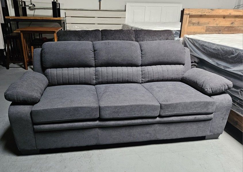 Comfy Gray Plush Sofa