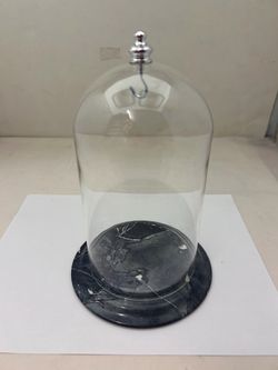 Glass Bell Jar Cloche with Marble Base