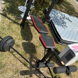 New Weight Bench And Bar With Weights 