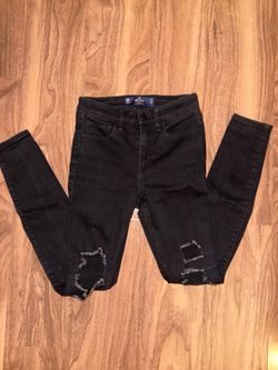 Hollister Black skinny jeans with ripped knees